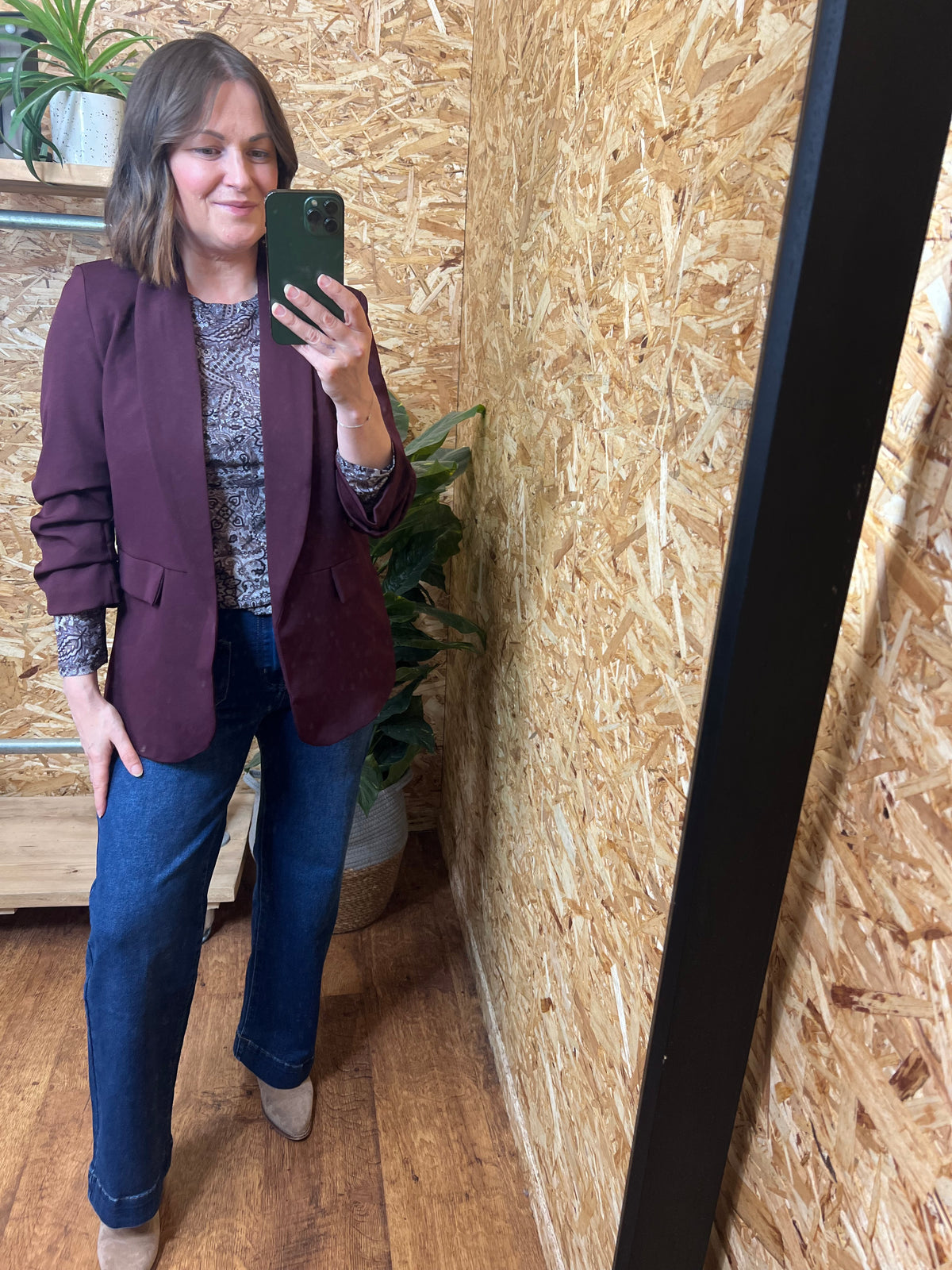 Ruched Sleeve Blazer
