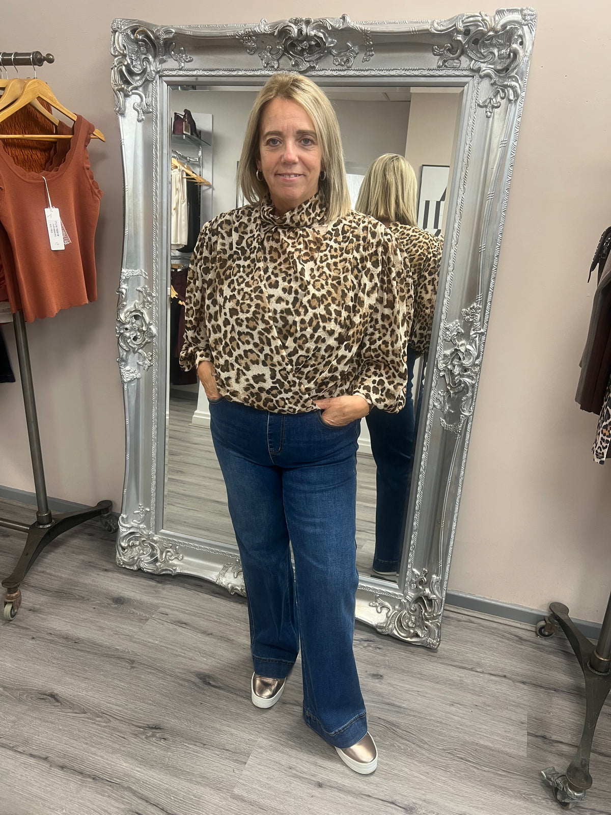 Leopard Tie Back Blouse