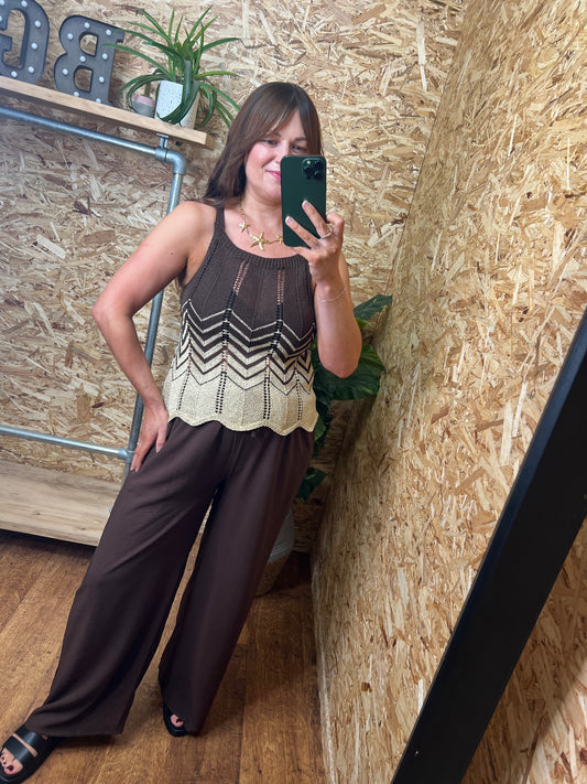 Gold Lurex Cami Chocolate