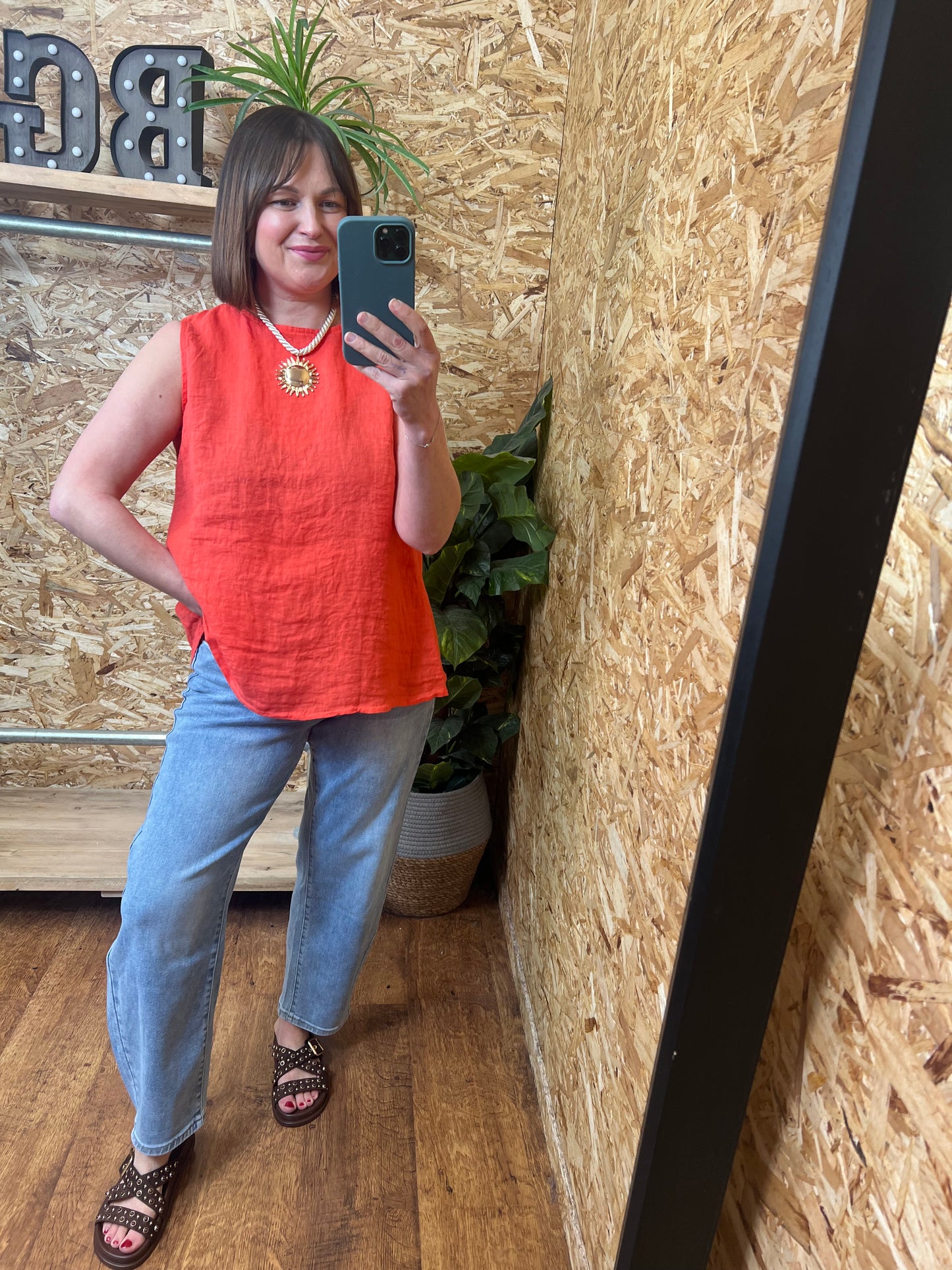 Lottie Linen Button Back Top