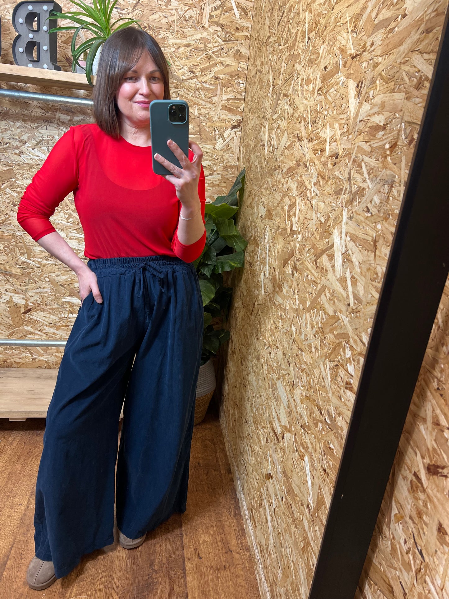 Needlecord Wide Leg Trousers