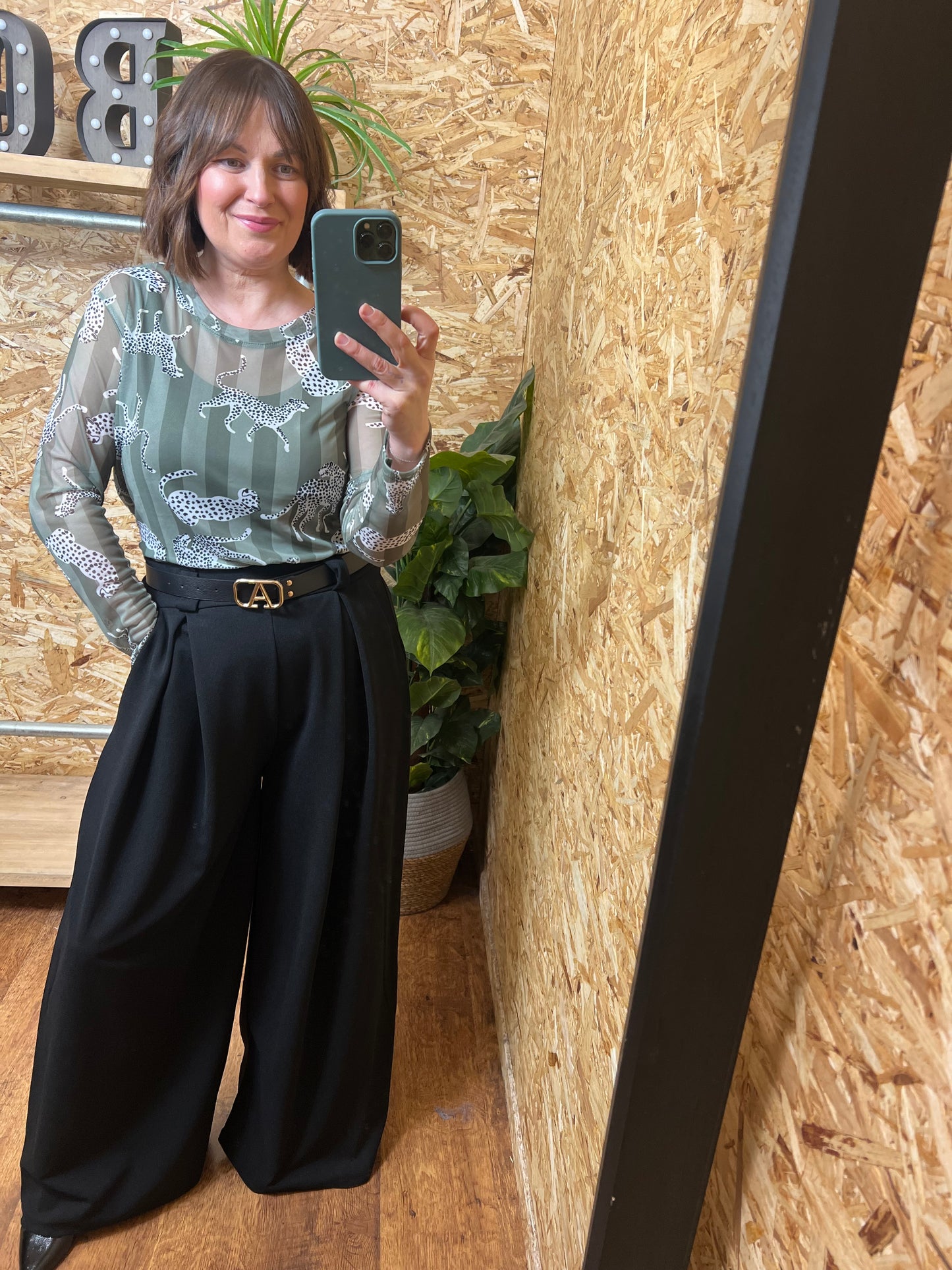 Leopard Stripe Mesh Top