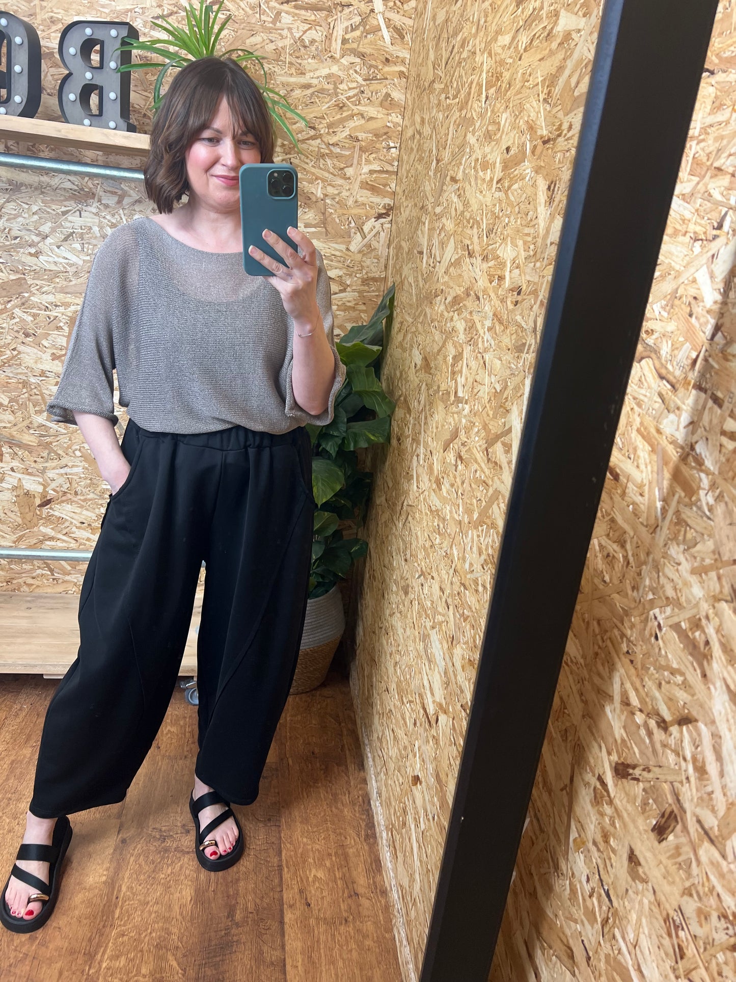 Jersey Cotton Barrel Leg Trousers