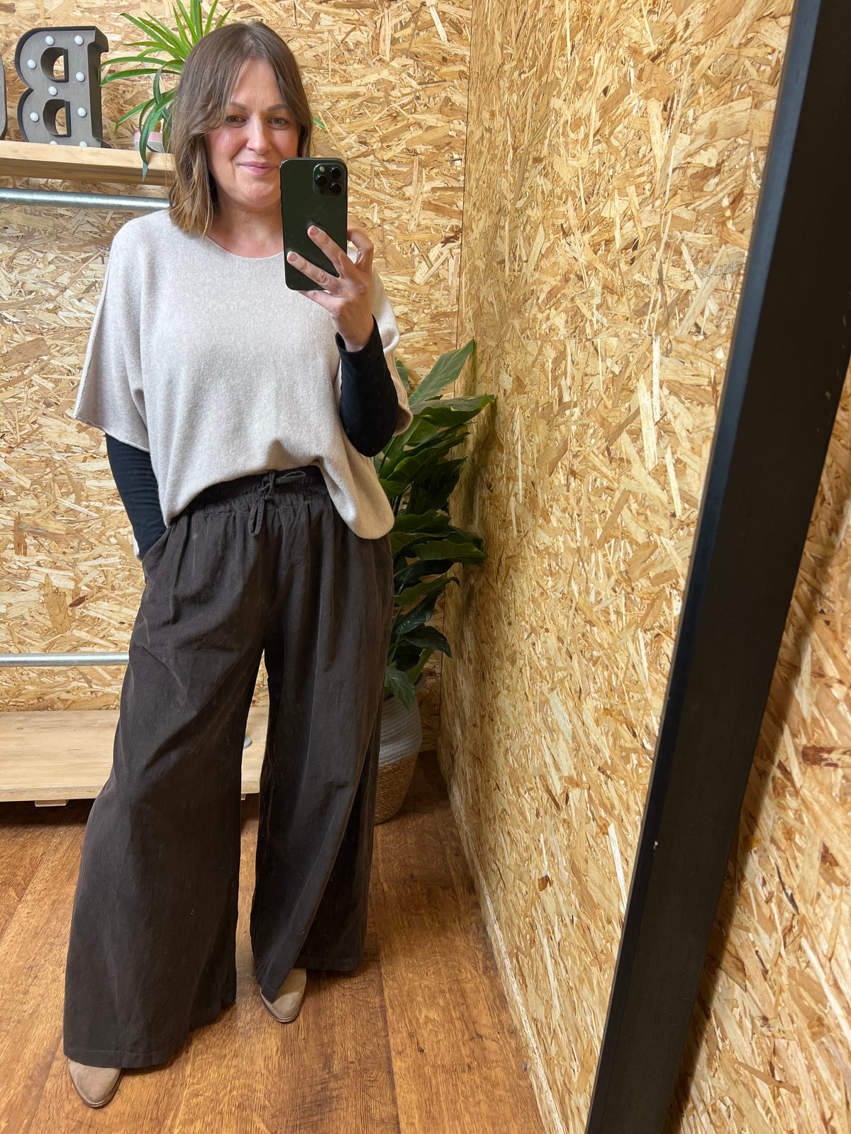 Needlecord Wide Leg Trousers