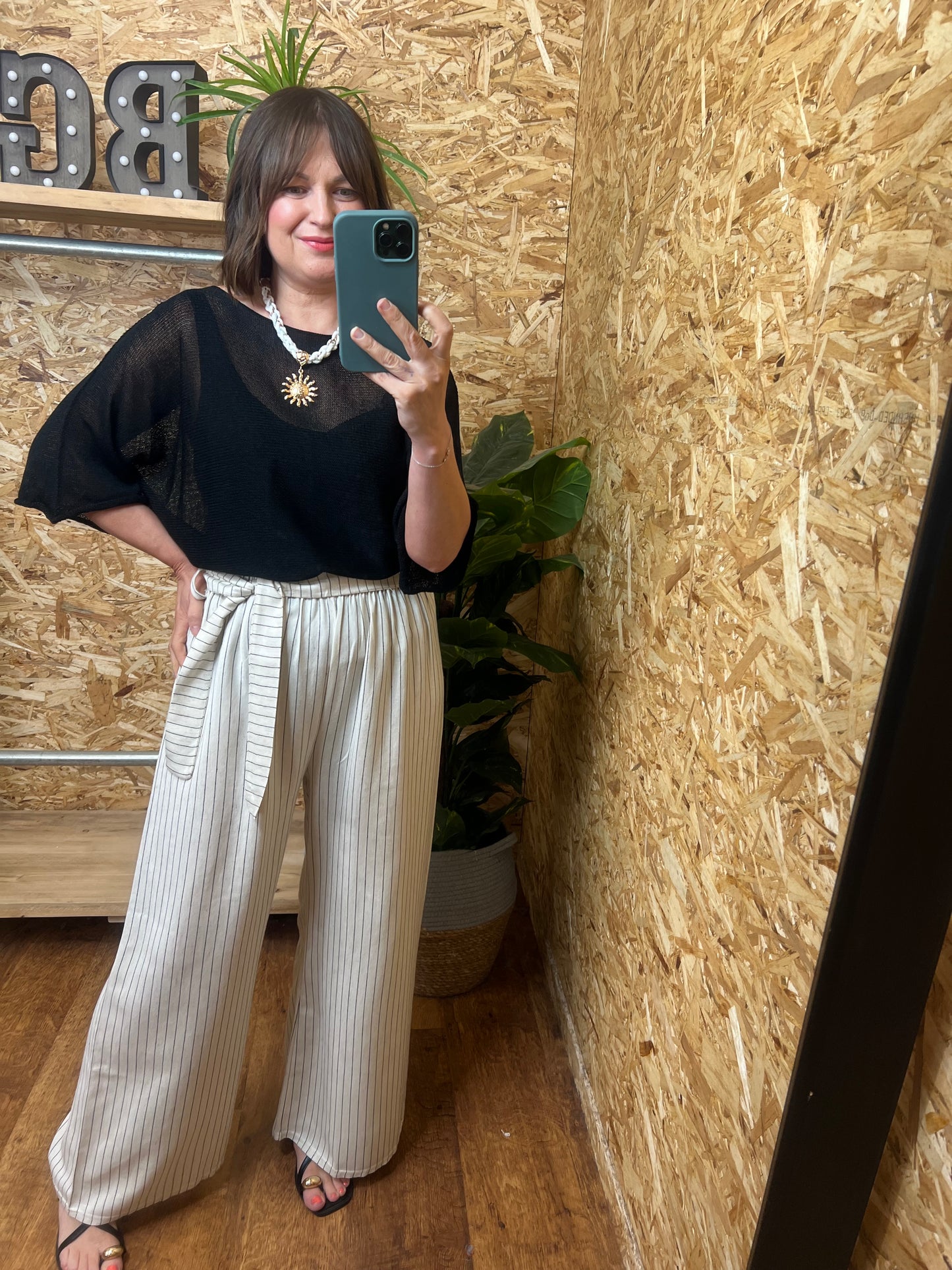 Tie Belt Stripe Trousers