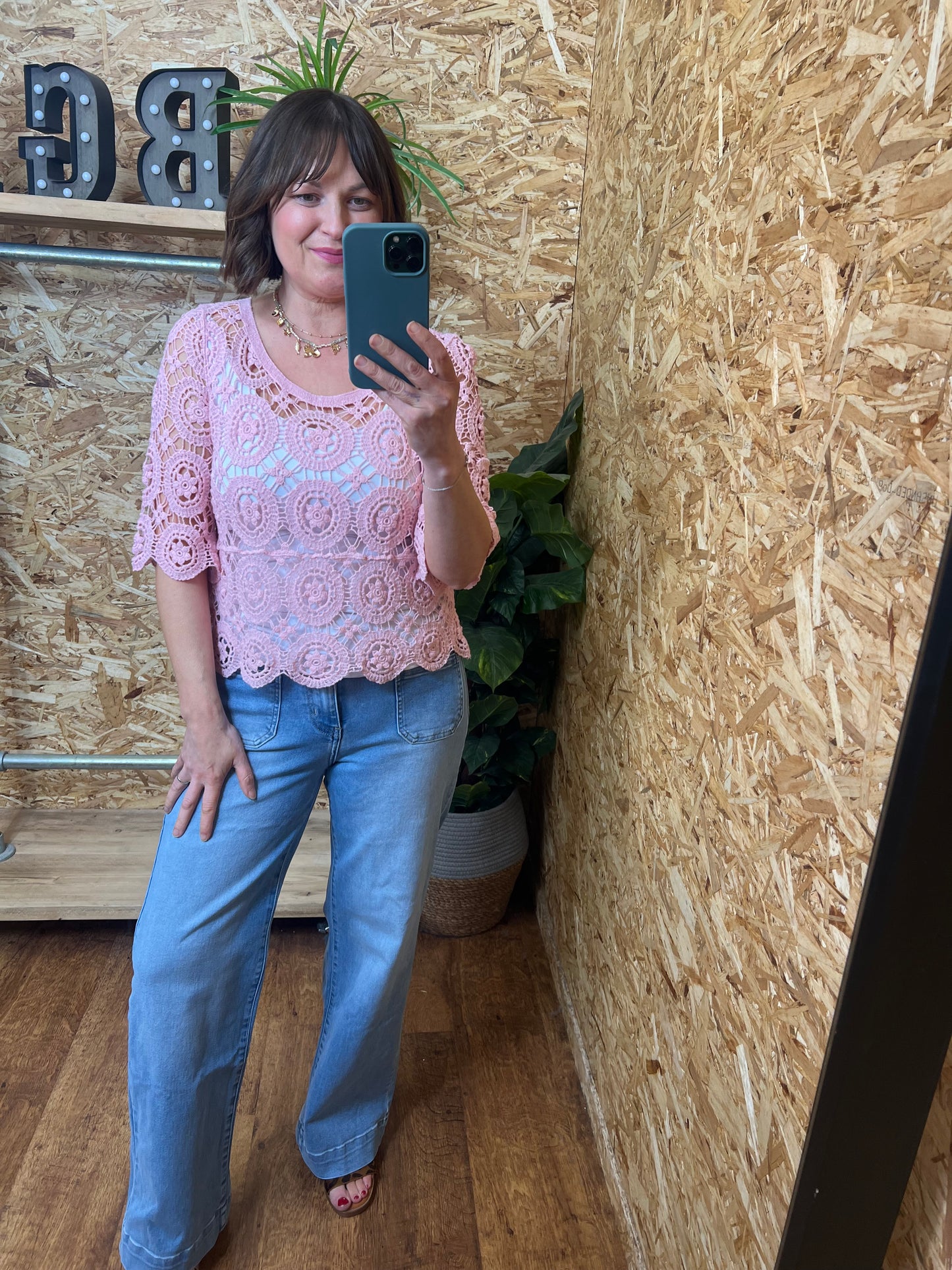 Coral Crochet Top