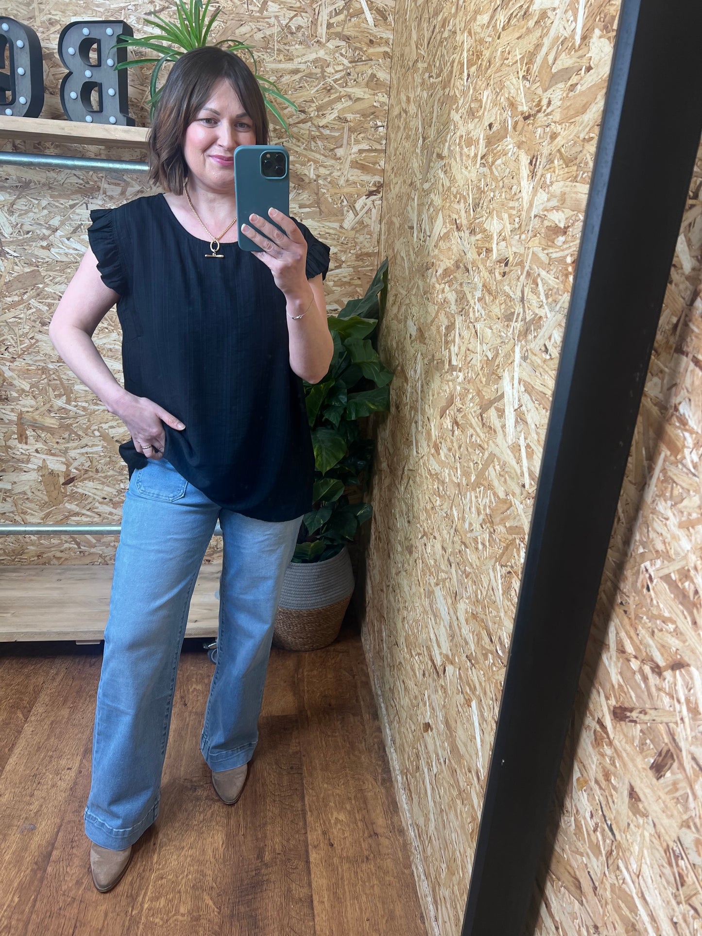 Lucie Frill Button Back Top