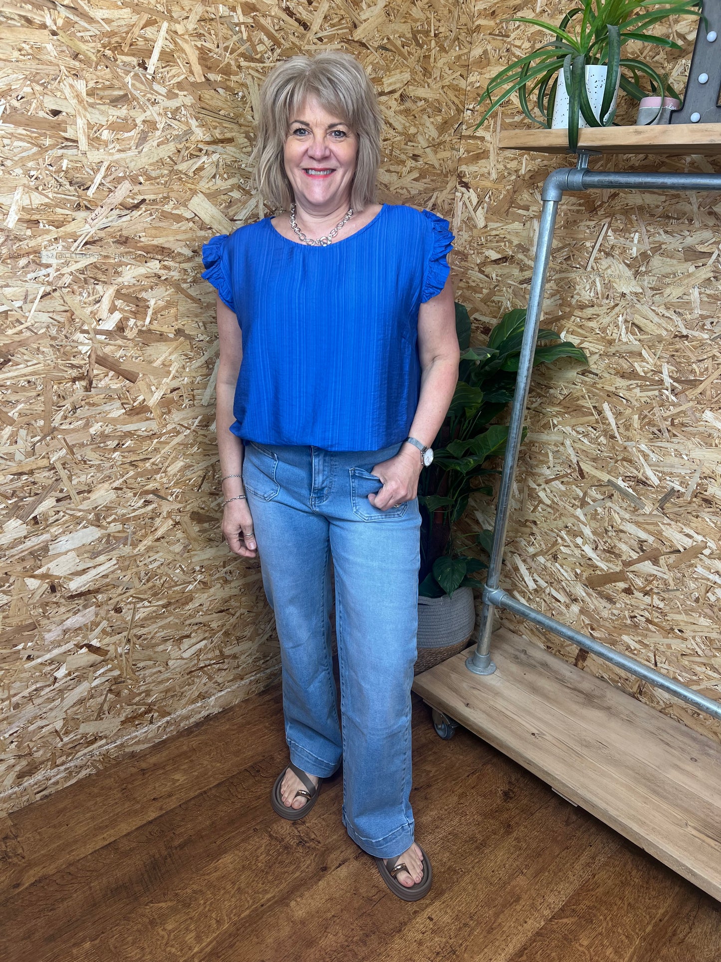 Lucie Frill Button Back Top