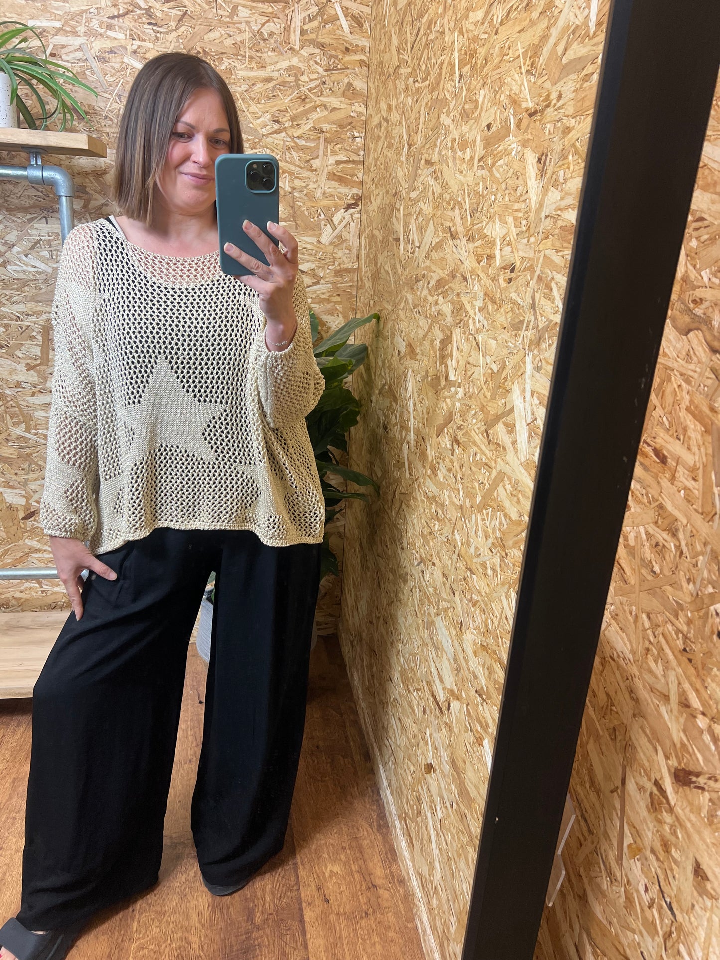 Pre Order*Due 12th Aug Gold Lurex Star Knit