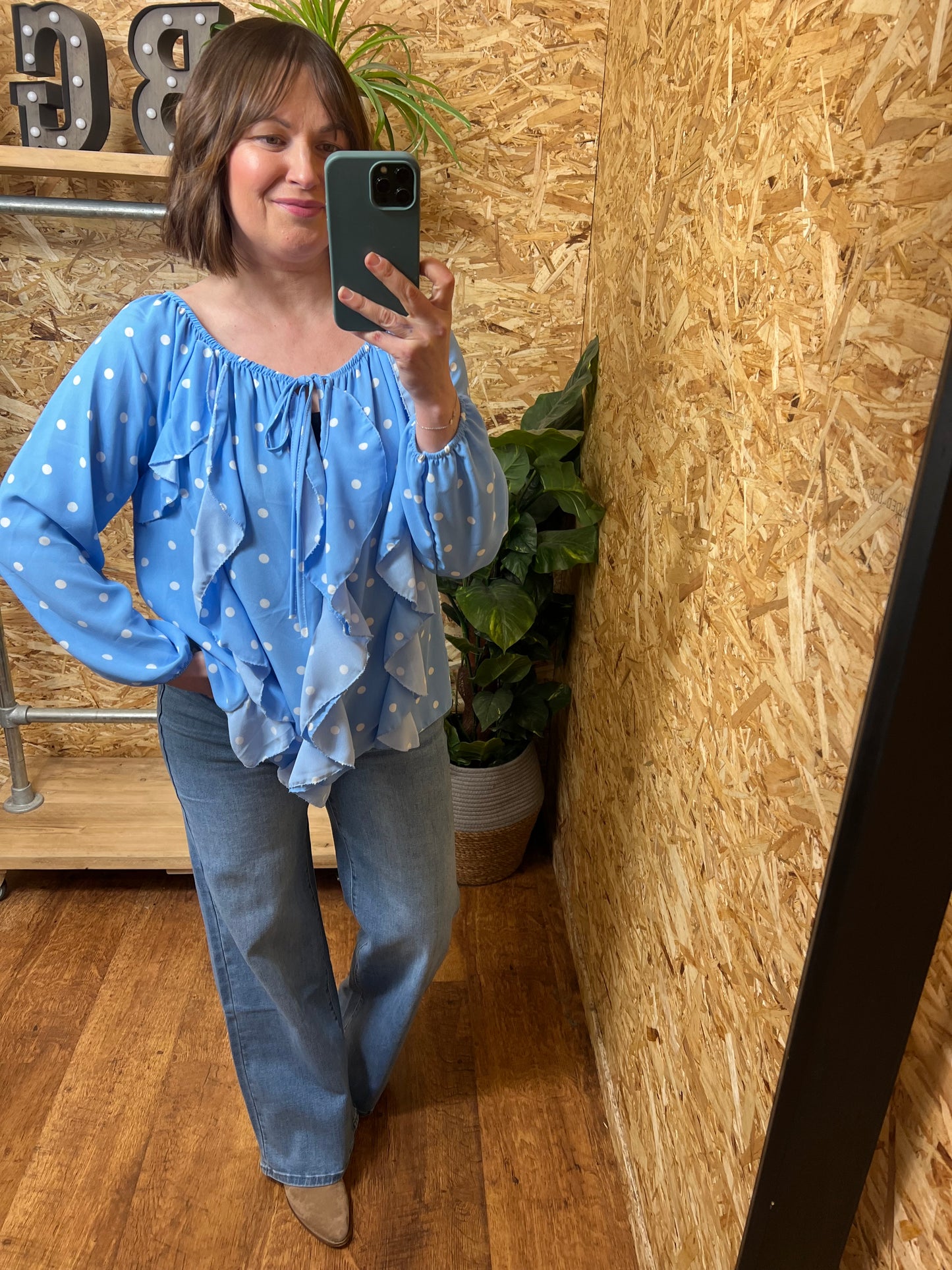 Polka Dot Frill Blouse