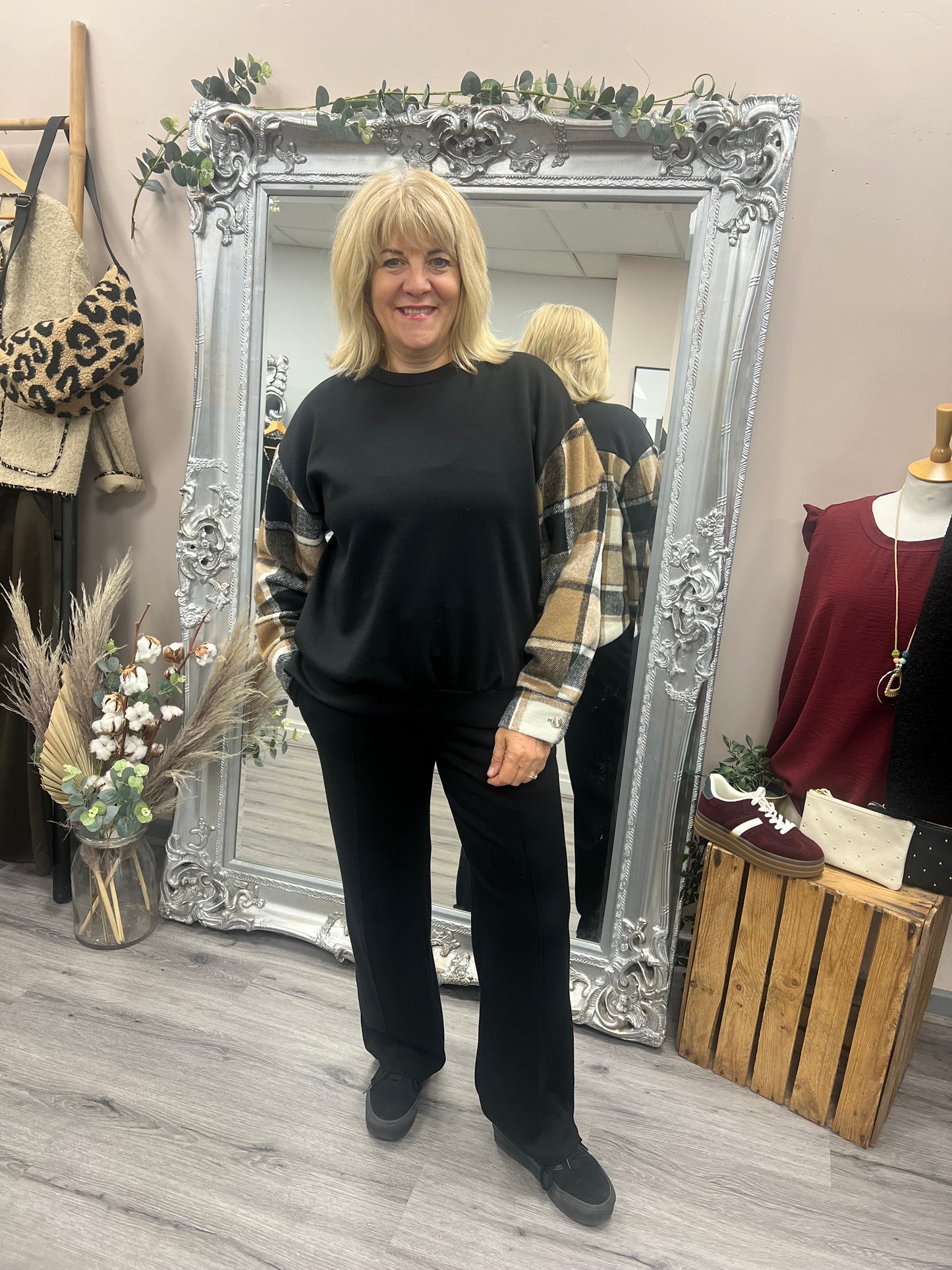 Checked Panel Sweatshirt