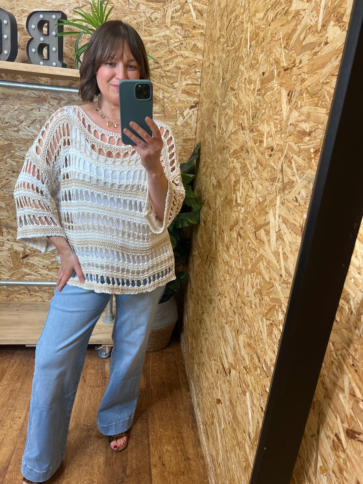 Simone Metallic Crochet Top