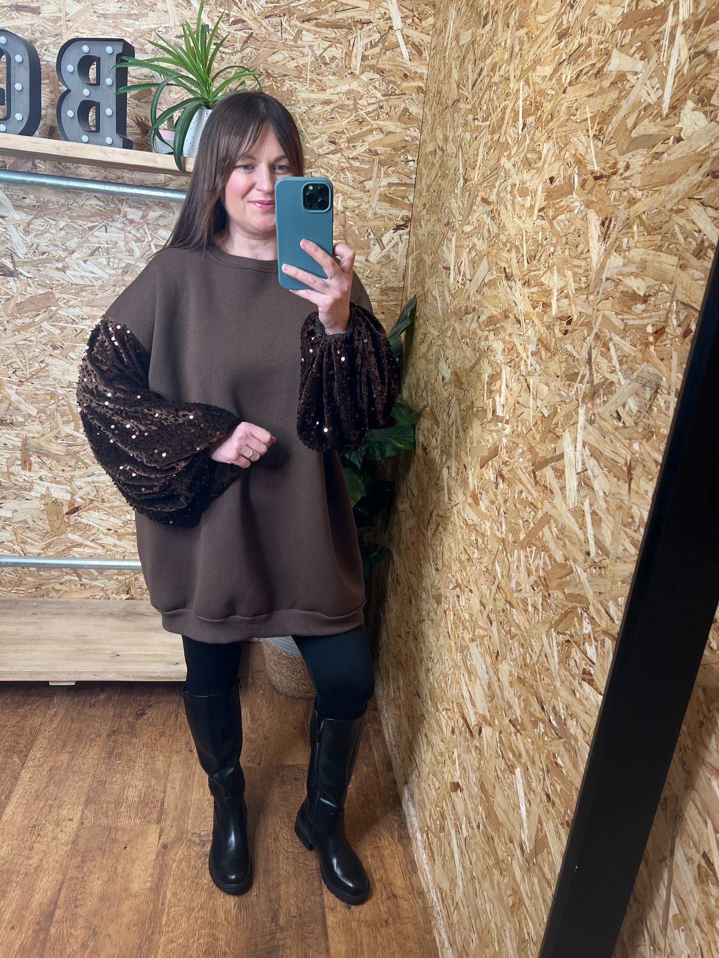 Sequin Sleeve Sweater/Dress