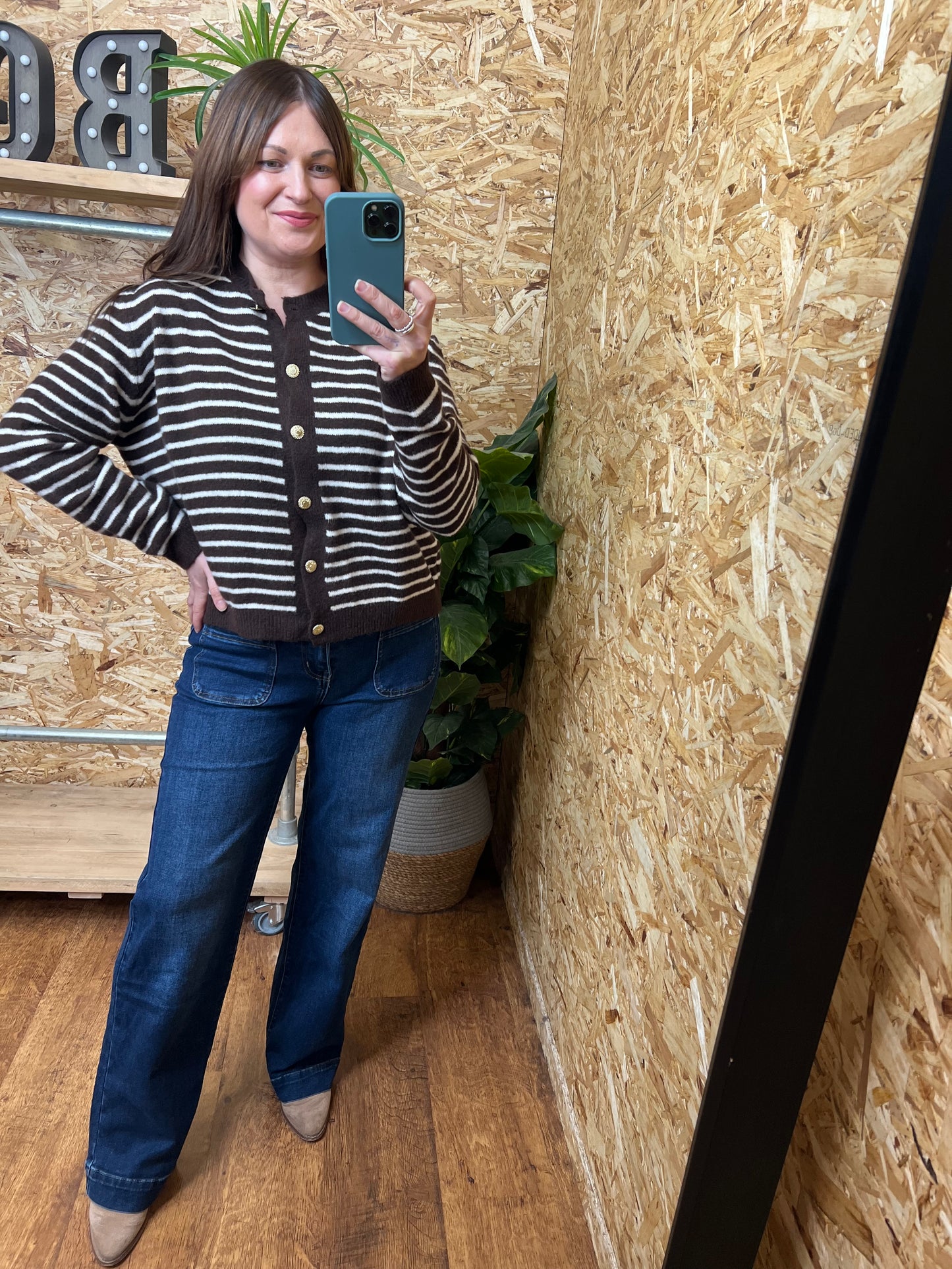 Stripe Gold Button Cardigan