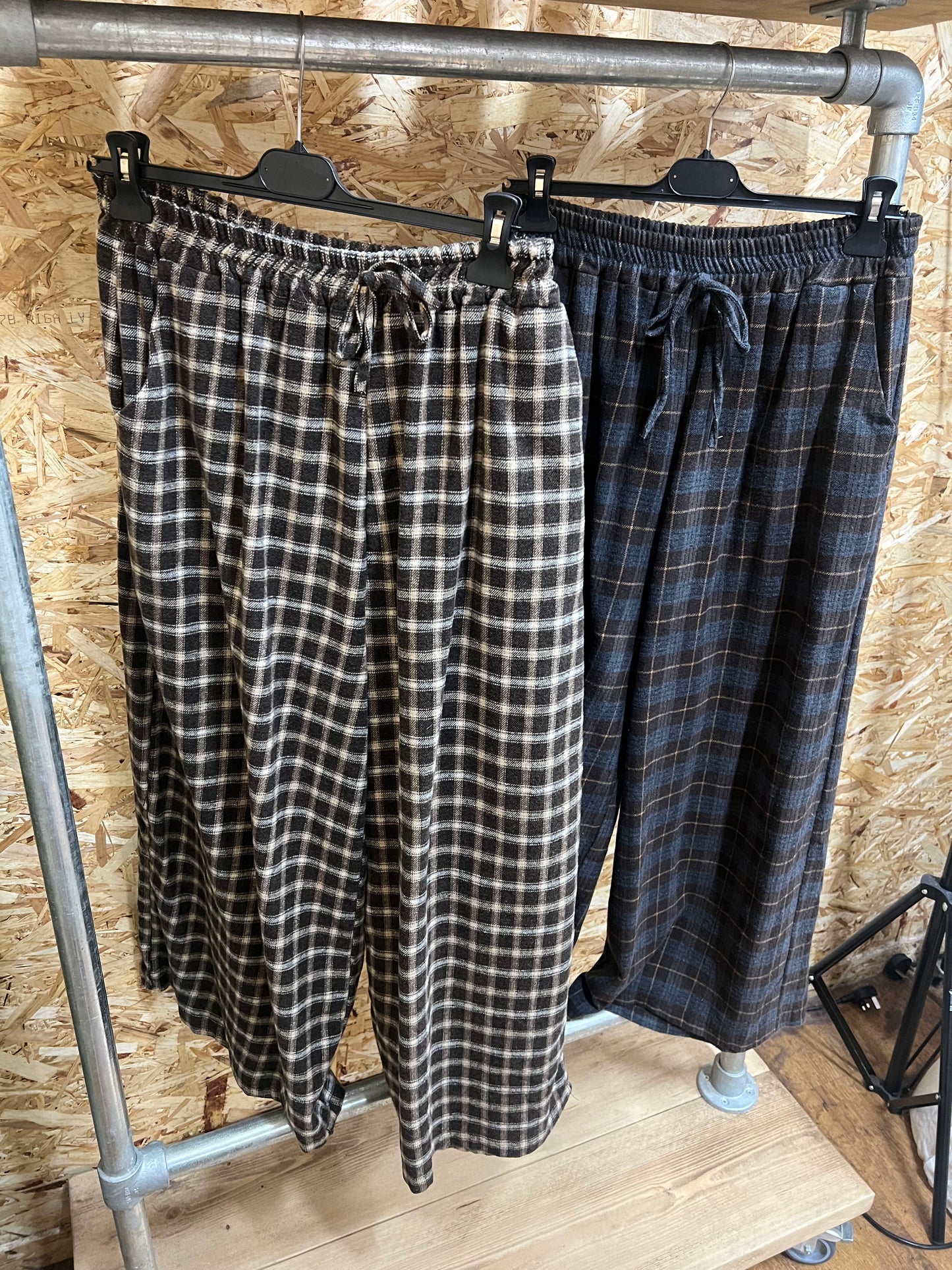 Checked Wide Leg Trousers