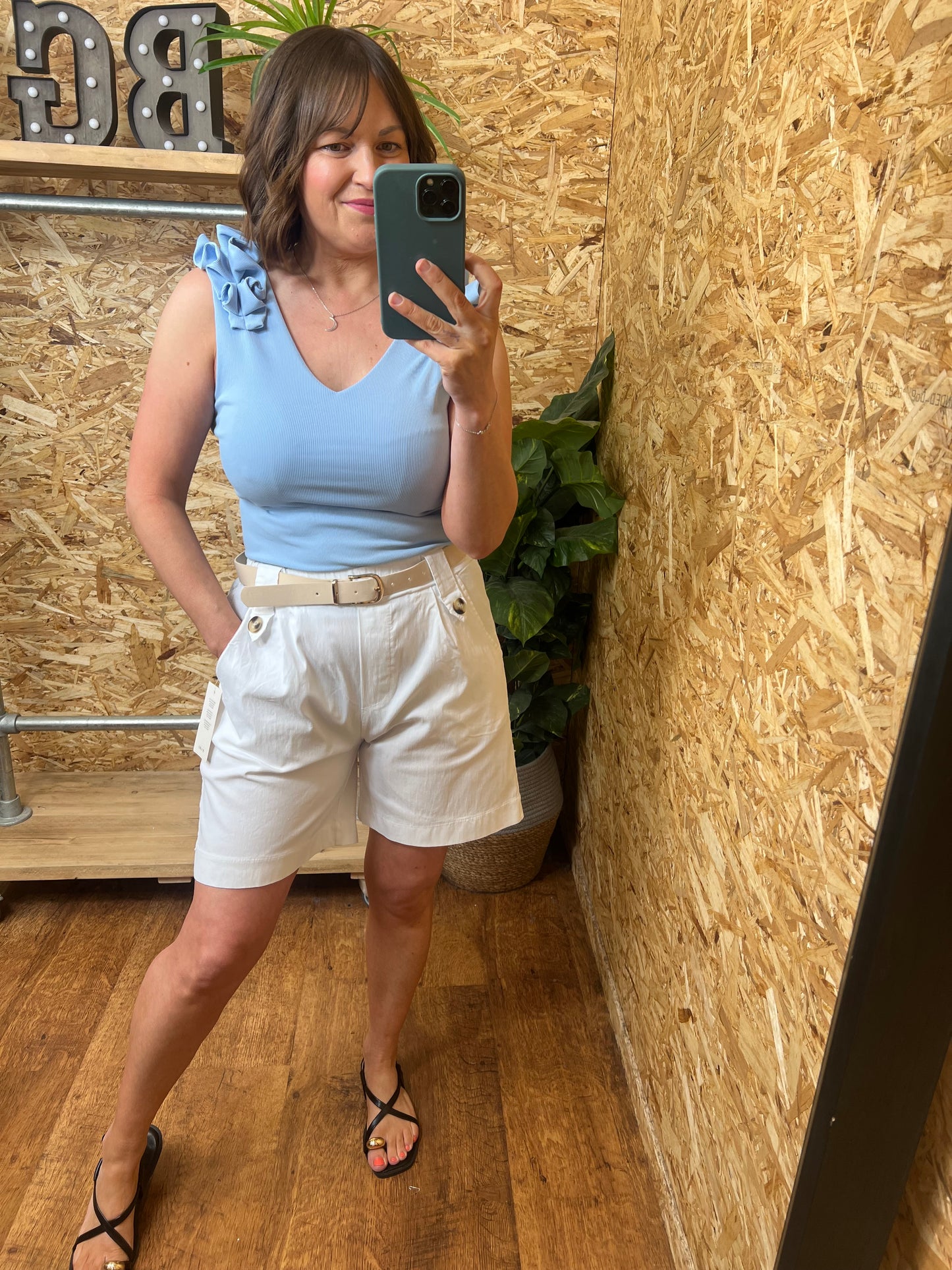 Belted Button Shorts