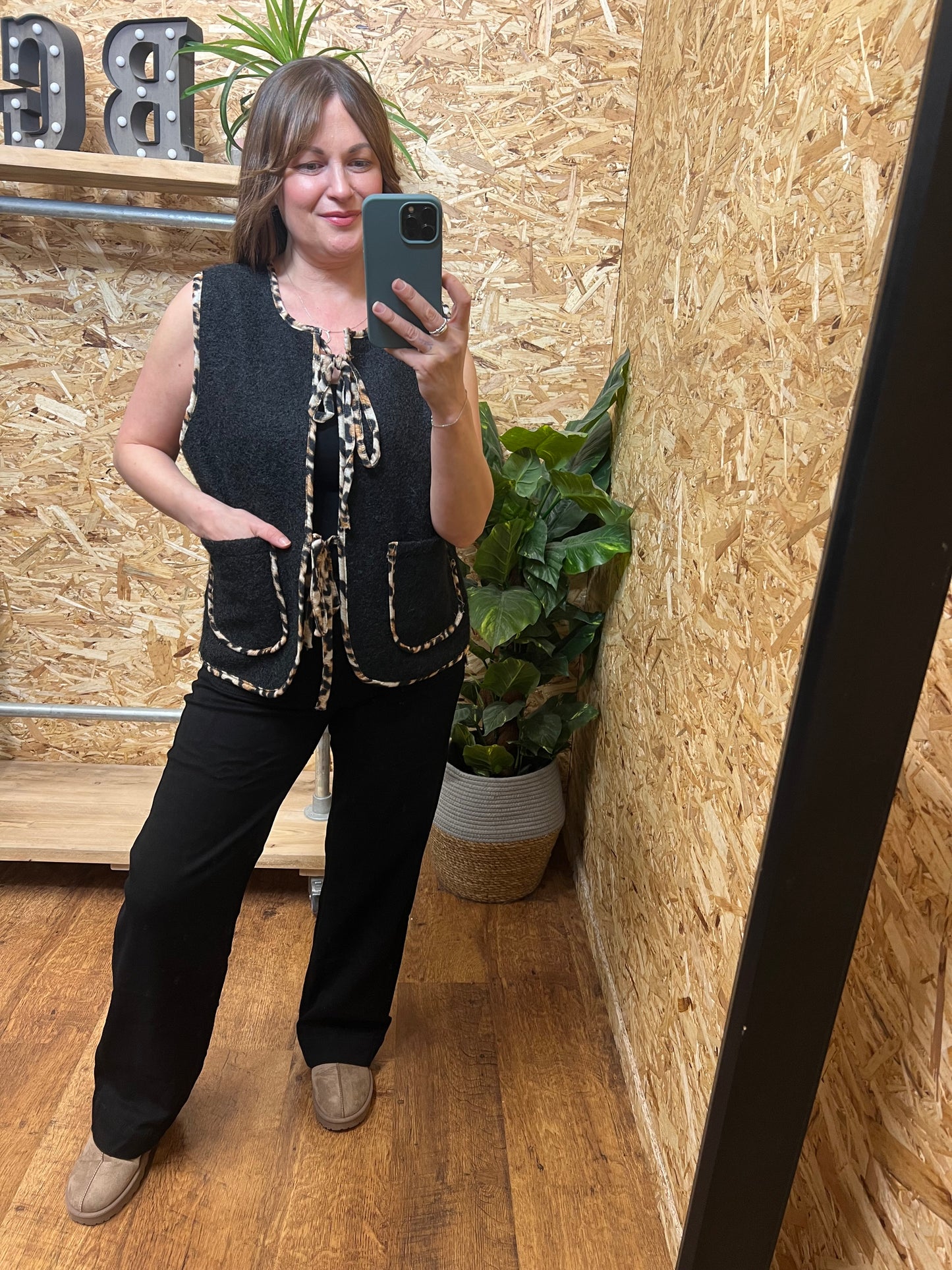 Leopard Trim Waistcoat