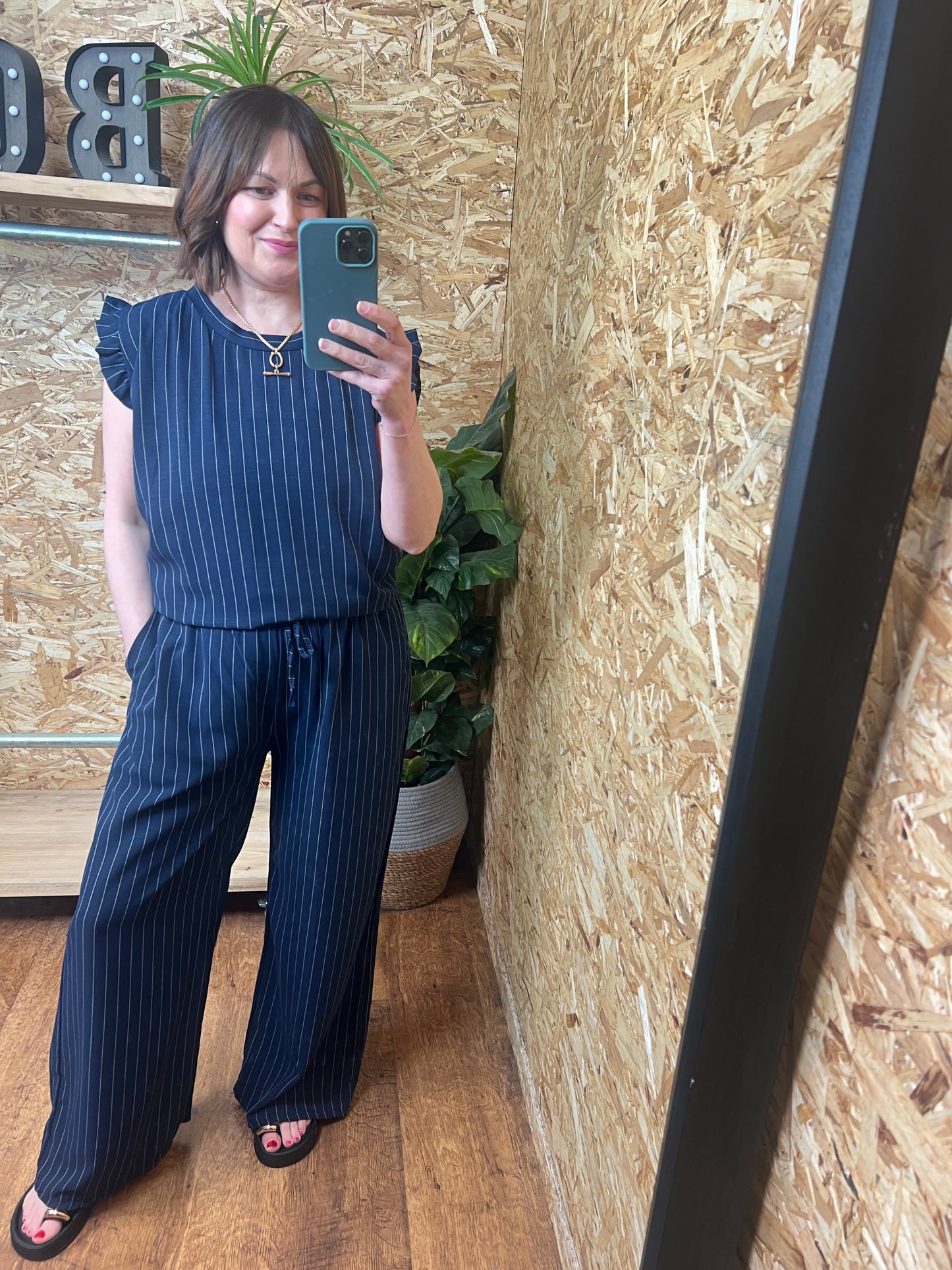 Ebony Frill Pin Stripe CoOrd