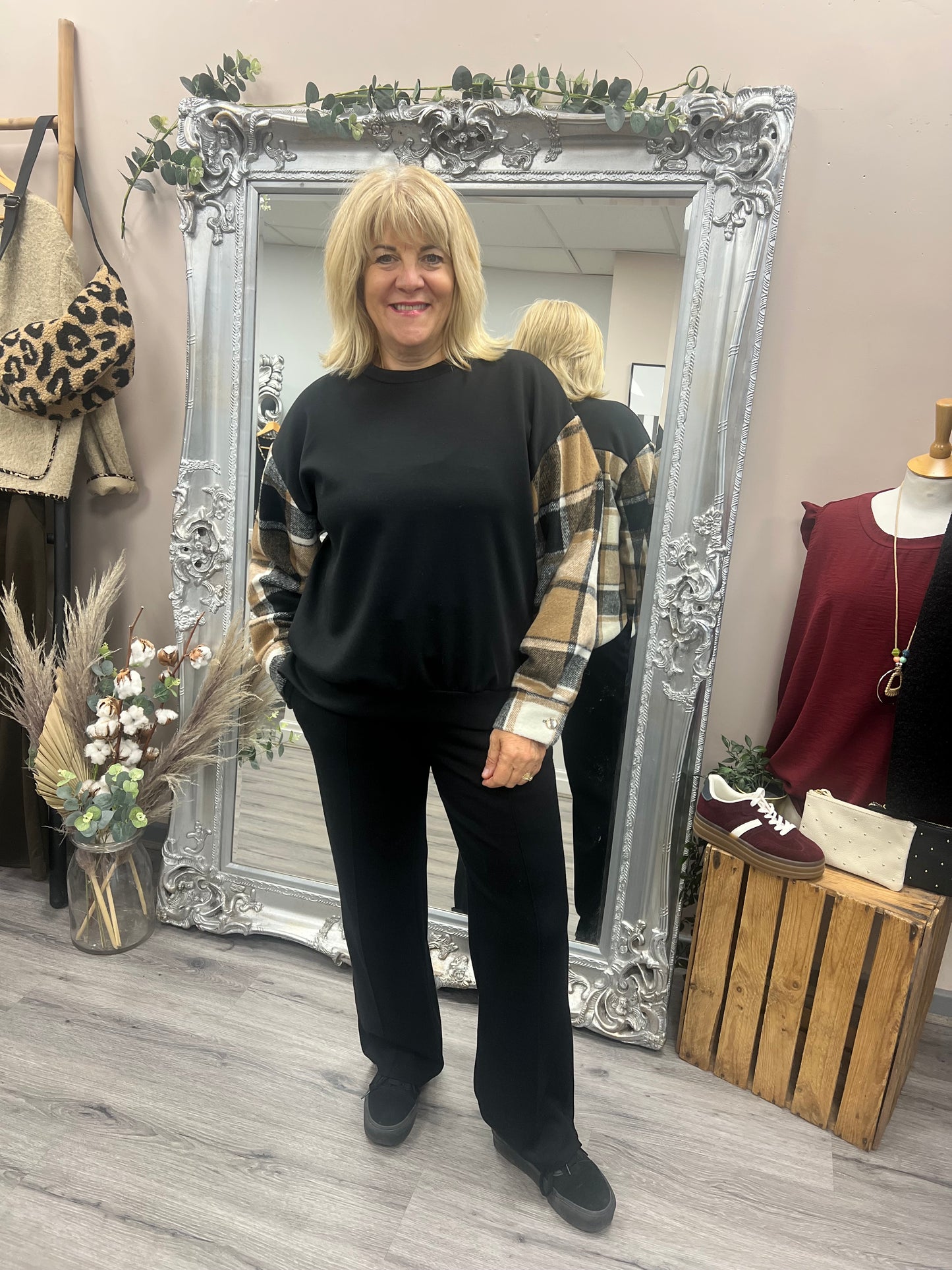 Checked Panel Sweatshirt