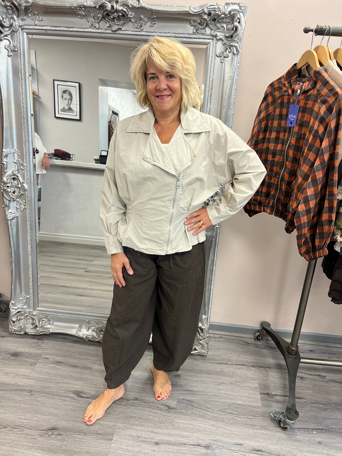 Cotton Tie Front Barrel Trousers