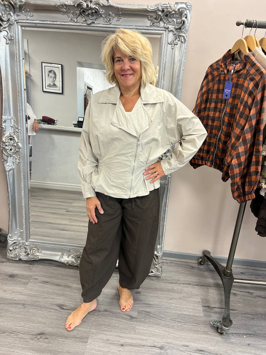 Cotton Tie Front Barrel Trousers
