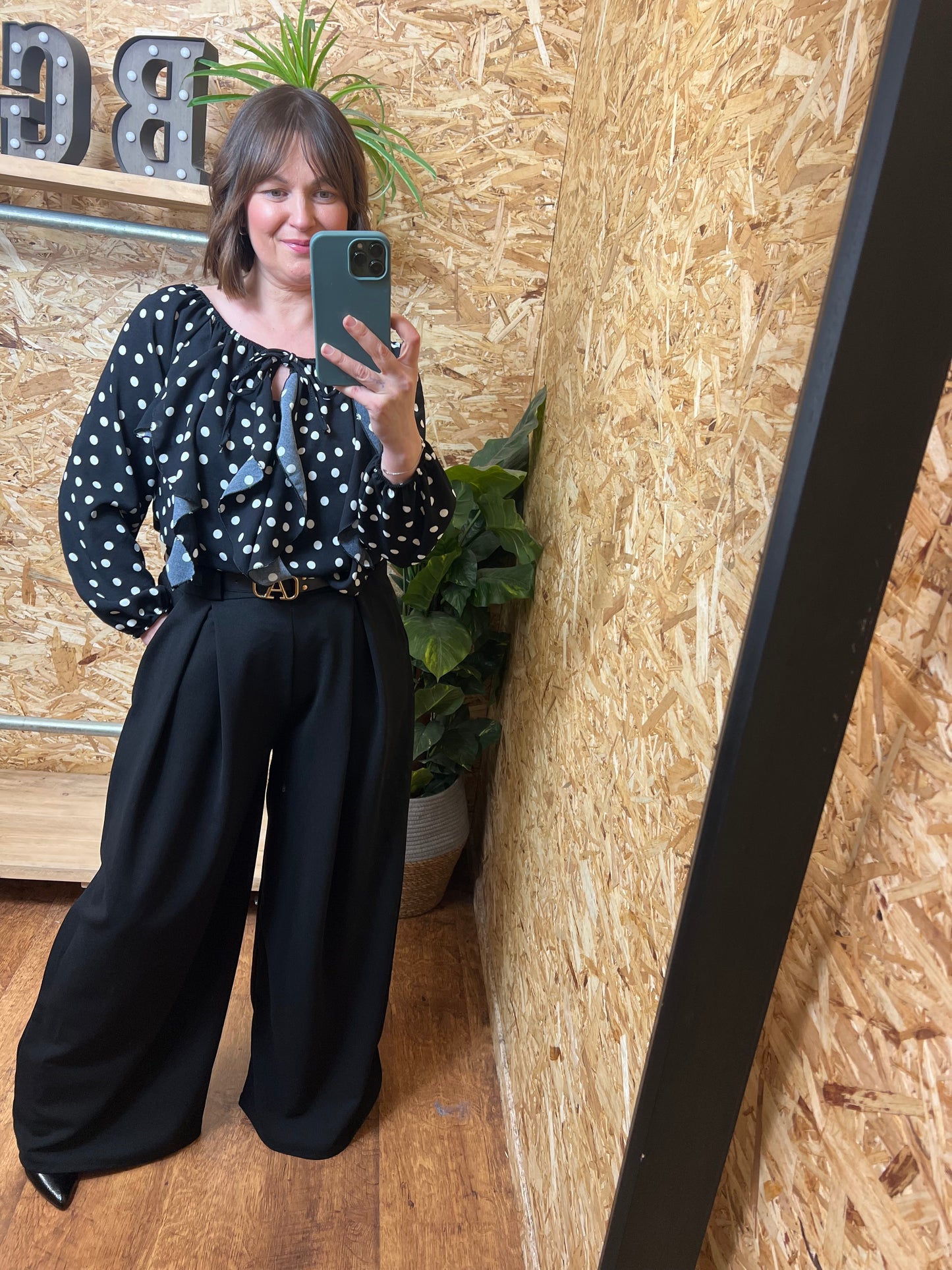 Polka Dot Frill Blouse