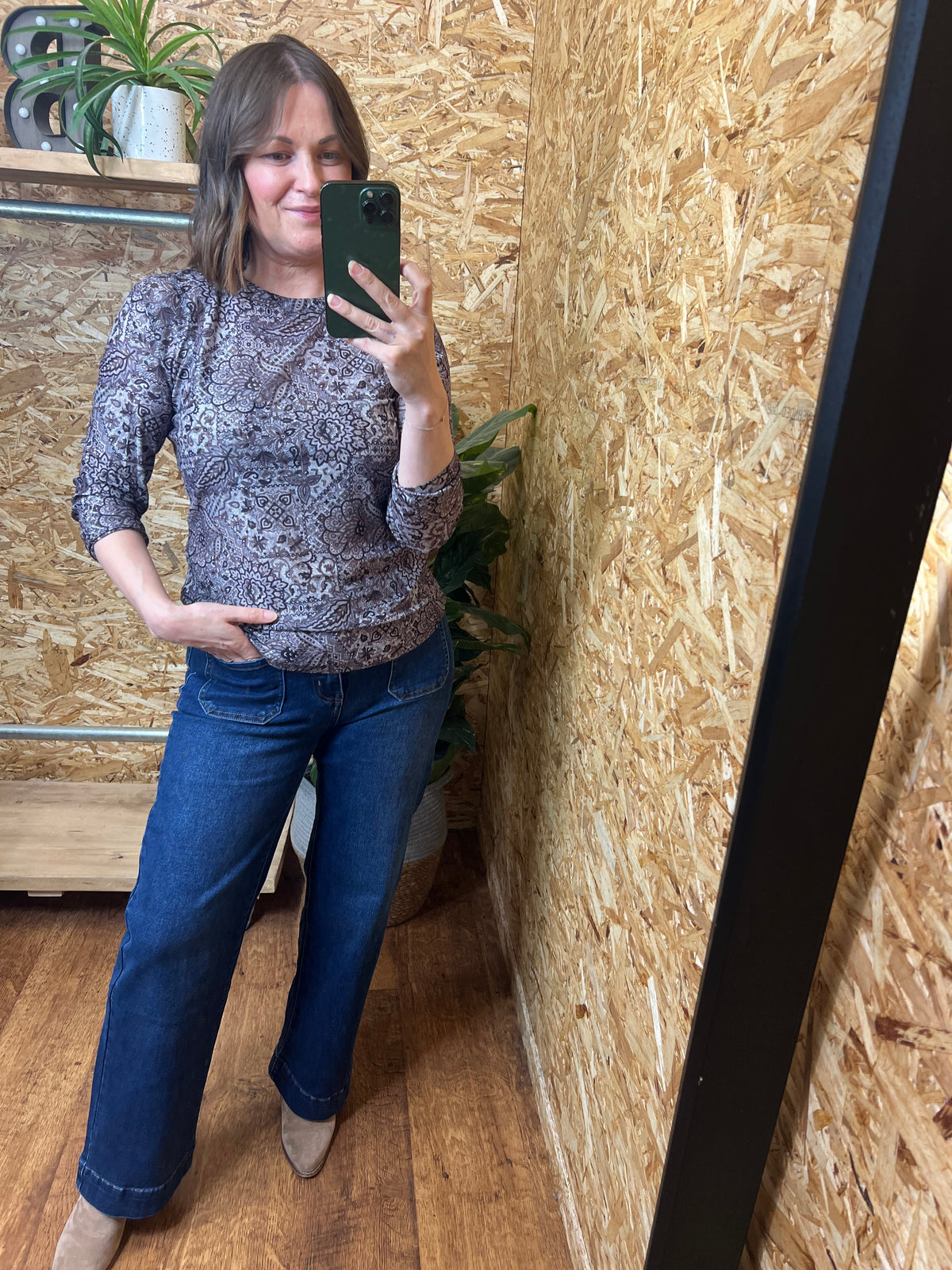 Boho Print Mesh Top
