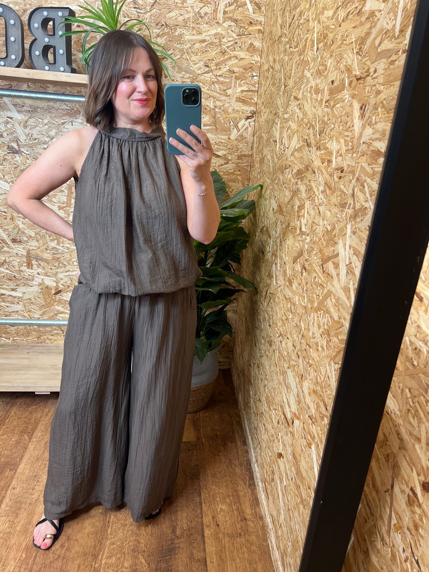 Crinkle Wide Leg Trousers