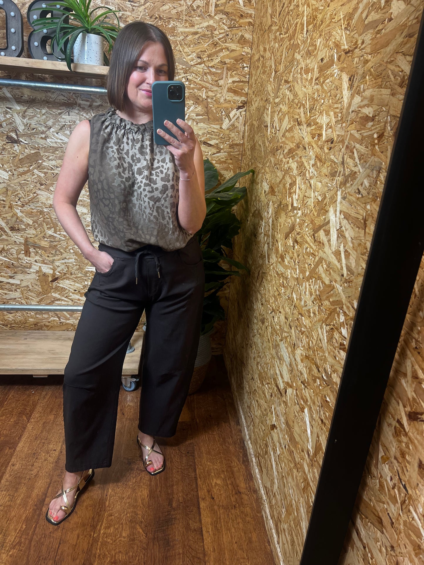 Leopard Ruffle Neck Top
