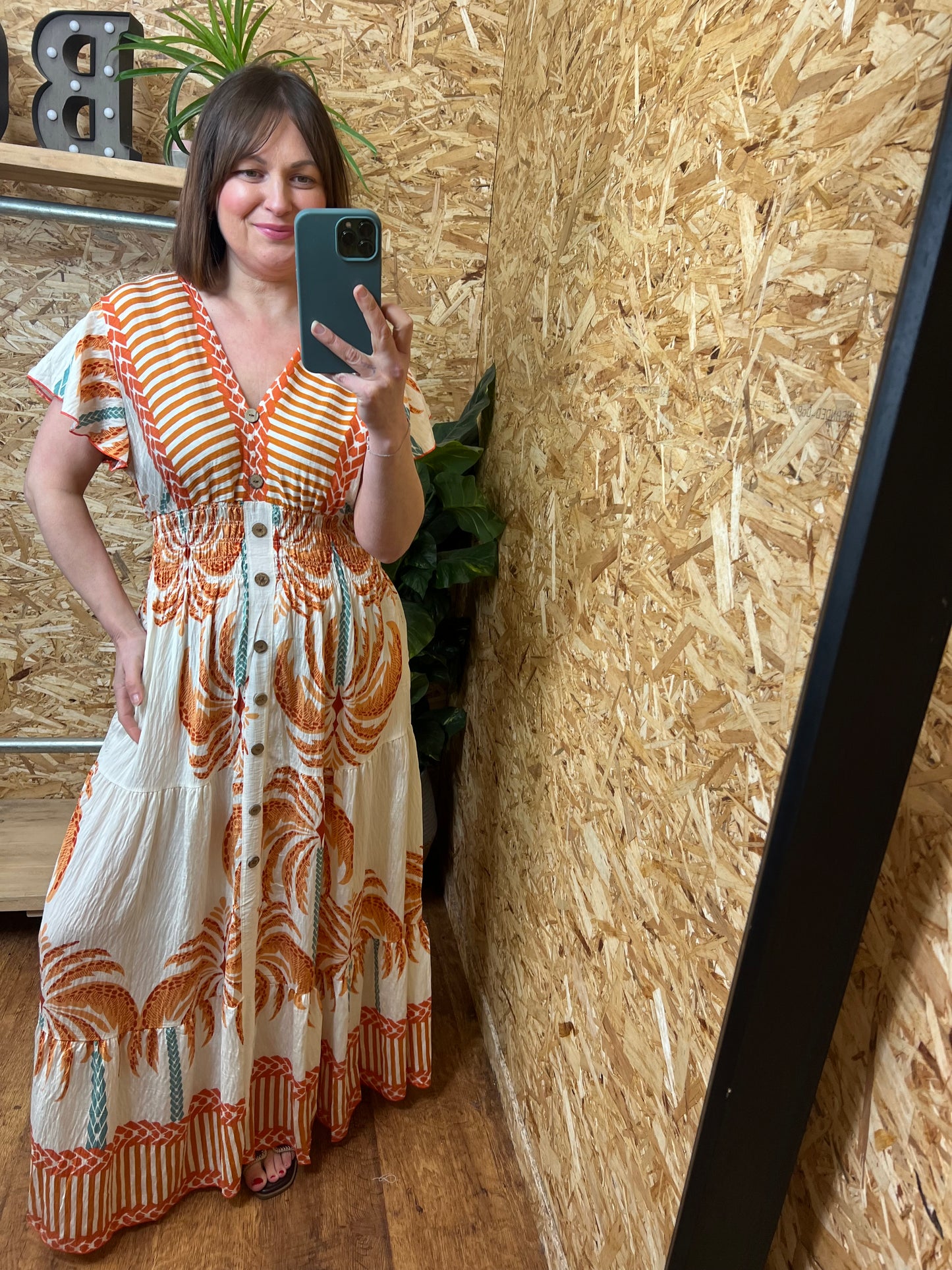 Palm Print Maxi Dress