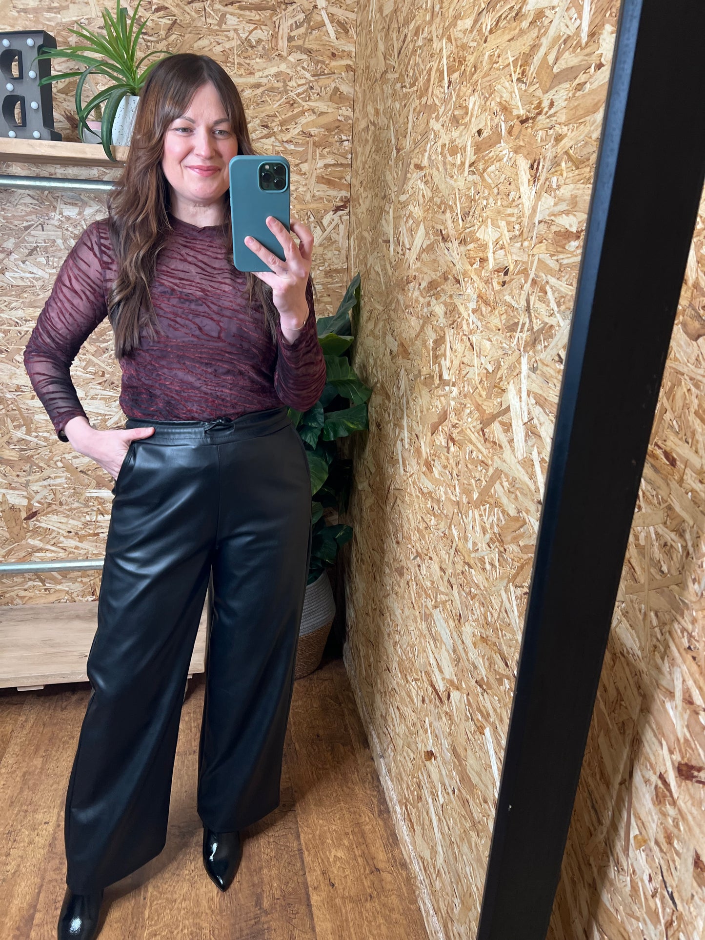 Zebra Devore Mesh Top