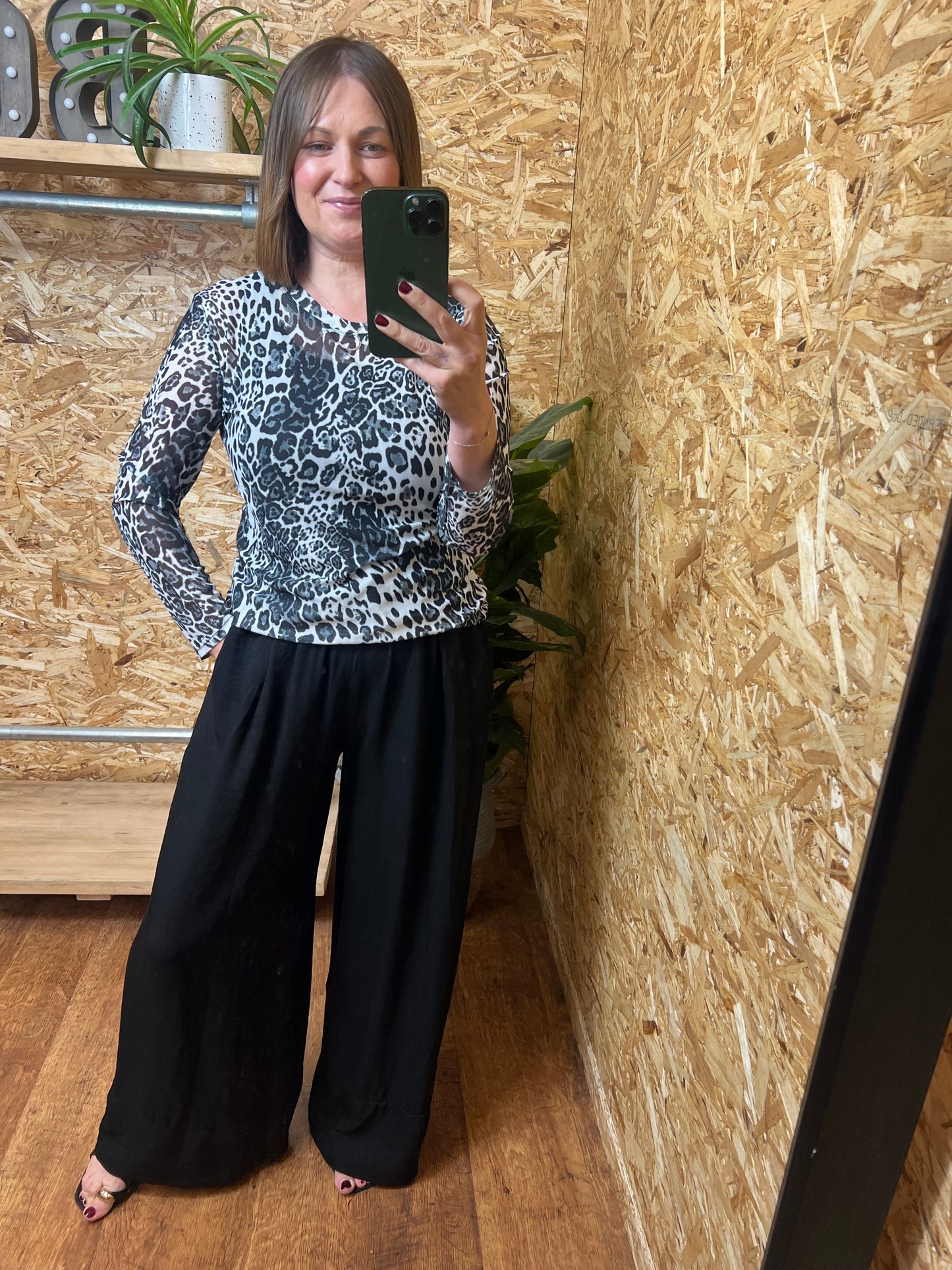 Animal Print Mesh Top