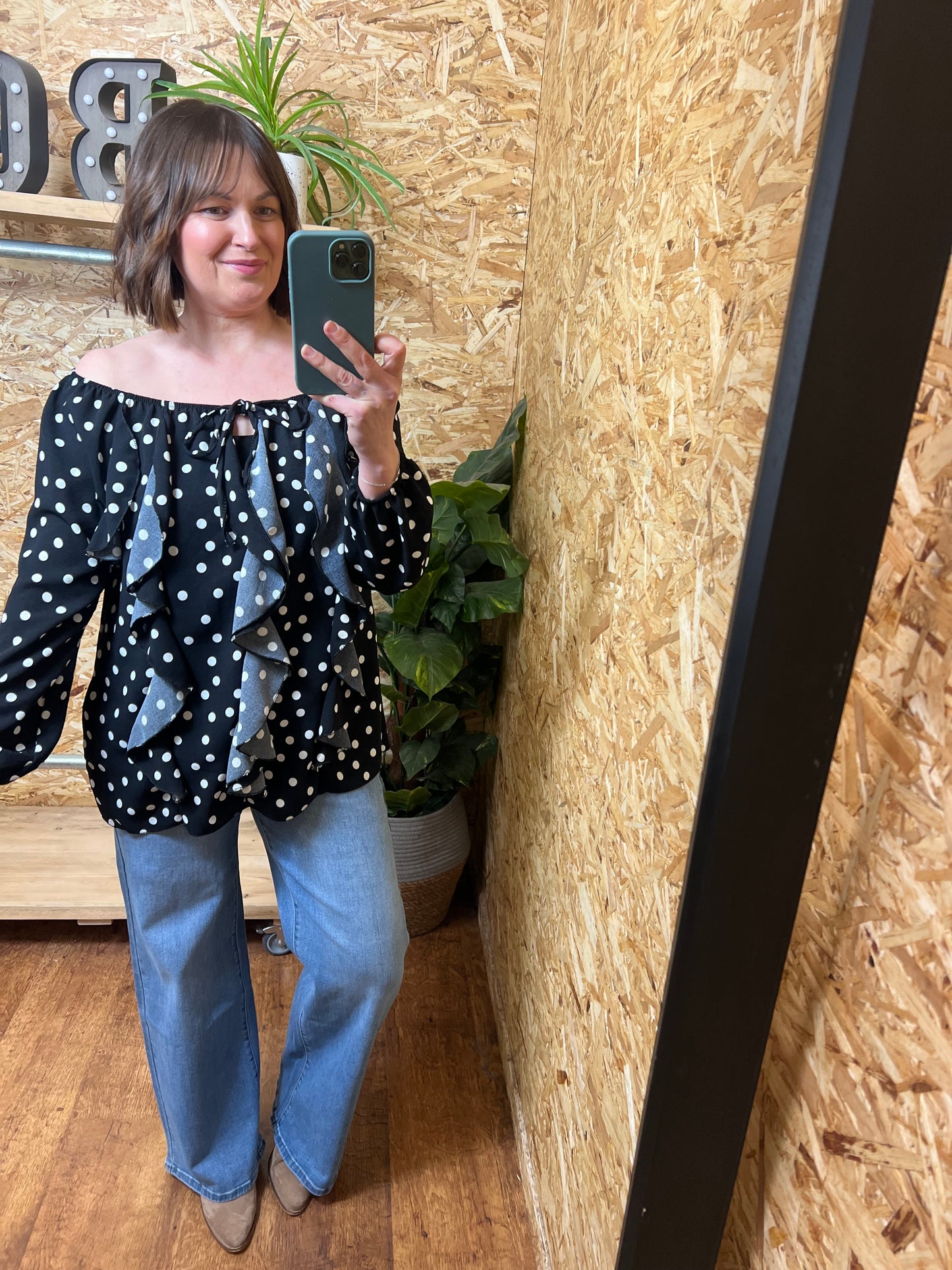 Polka Dot Frill Blouse