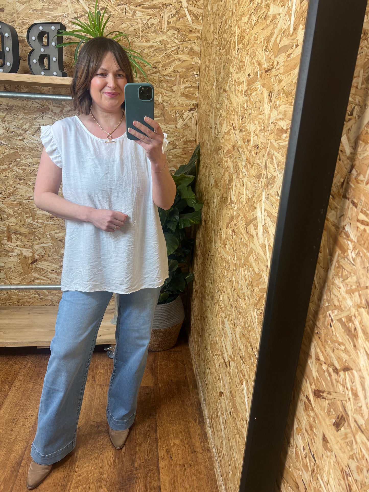 Lucie Frill Button Back Top