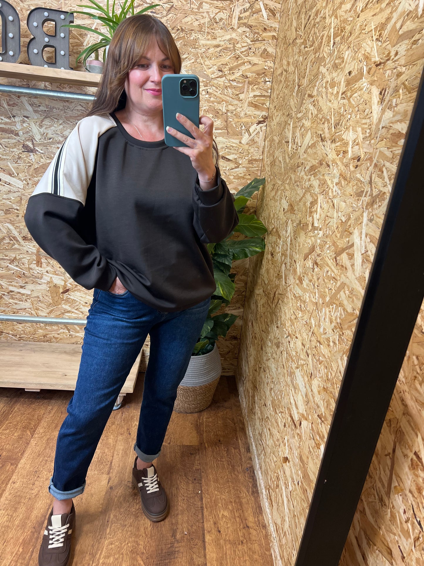 Stripe Trim Sweatshirt