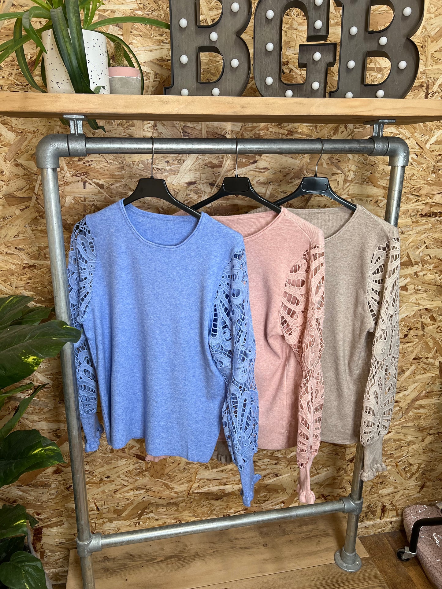 Lace Sleeve Knit