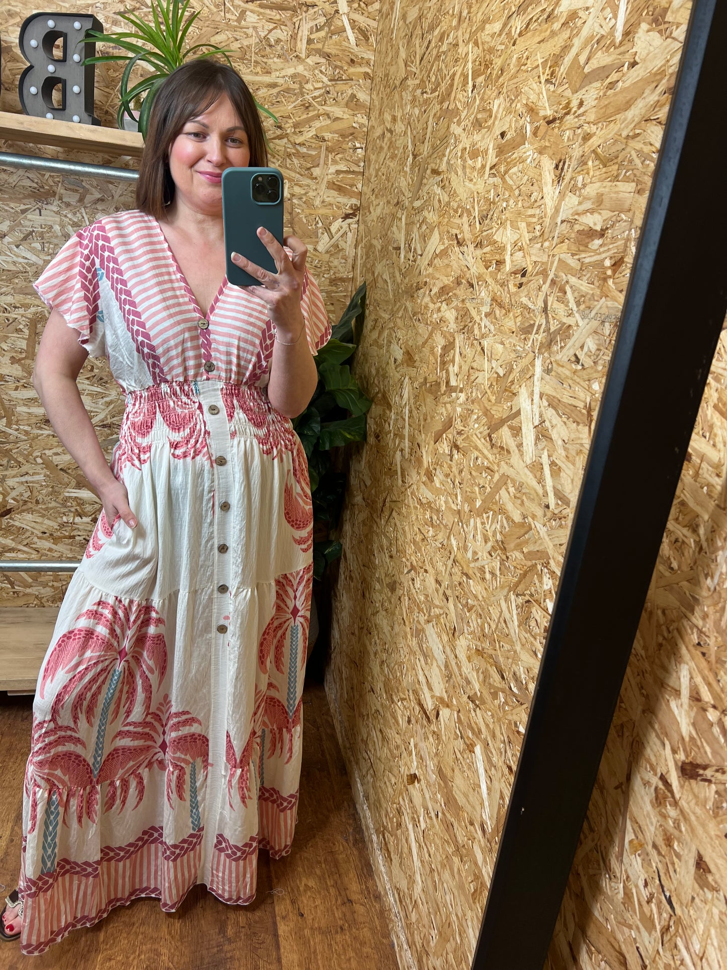 Palm Print Maxi Dress