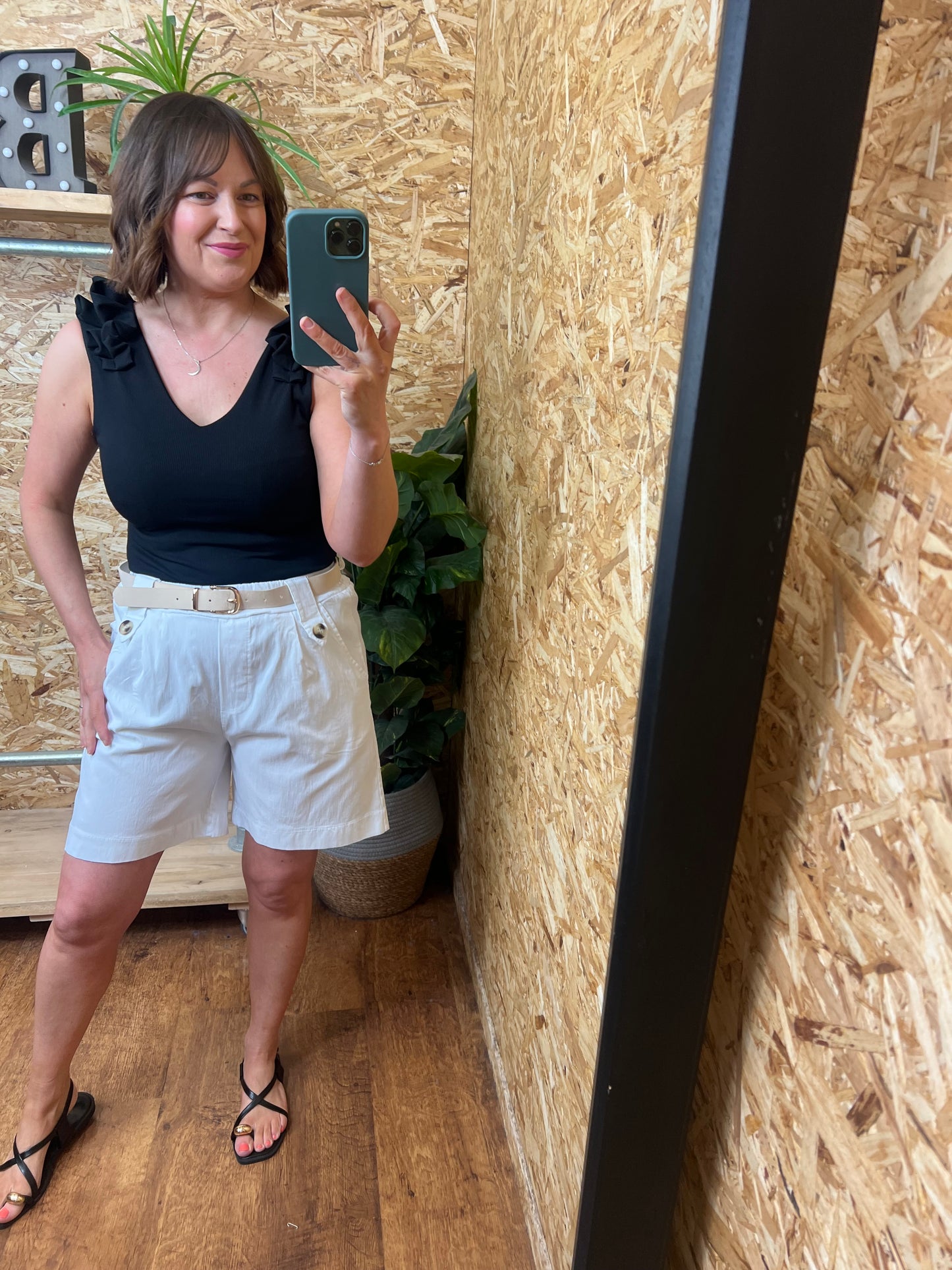 Belted Button Shorts
