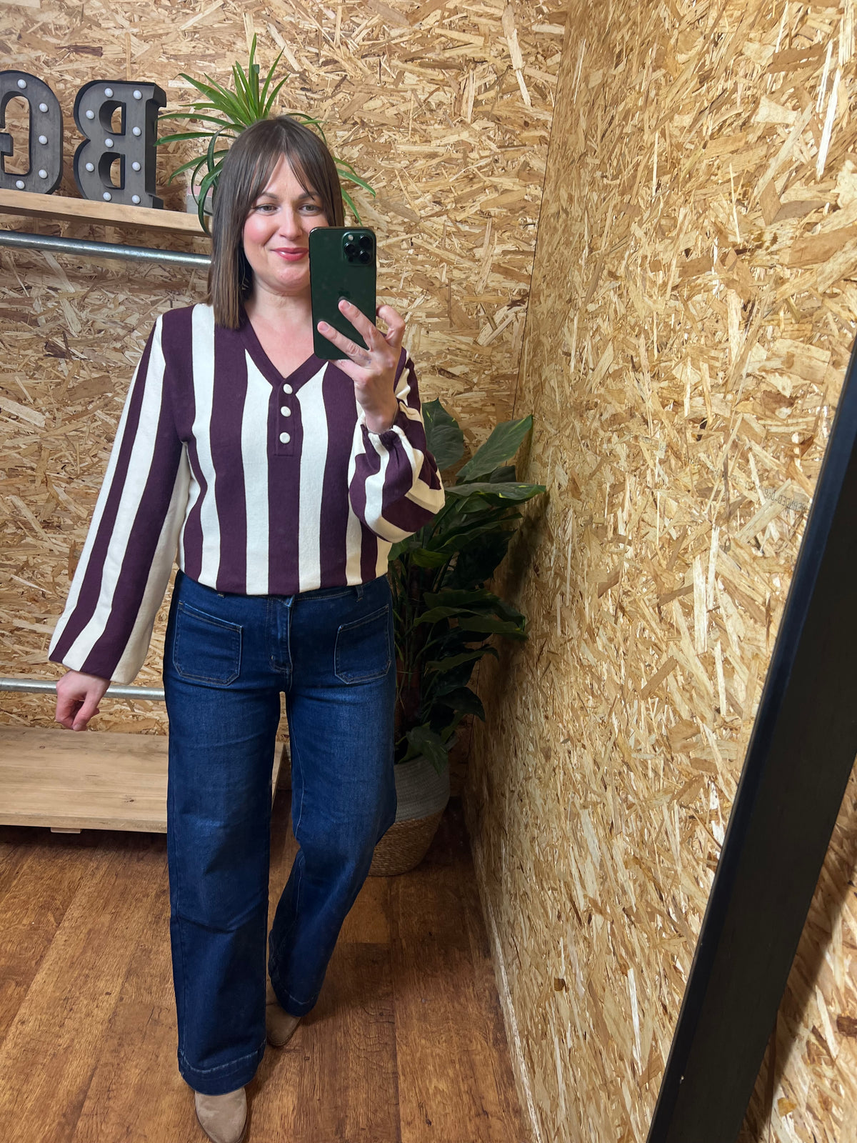 Stripe Bubble Hem Knit