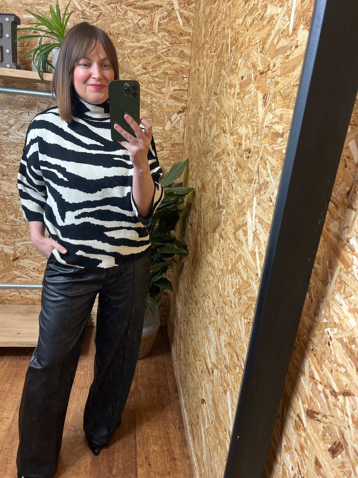 Zebra Piped Edge Knit