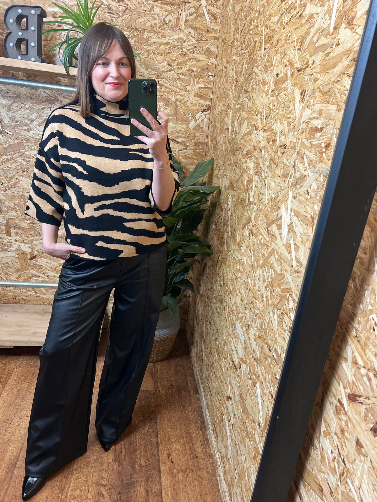 Zebra Piped Edge Knit