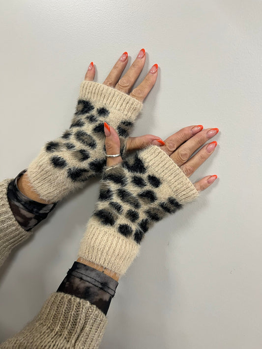 Leopard Fingerless Gloves