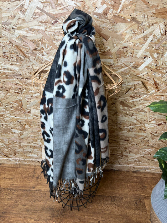 Animal Print Patch Scarf